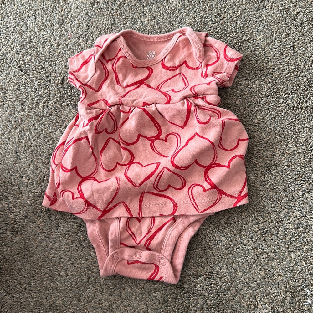 Just one you made by carters size 3 months pink and red hearts